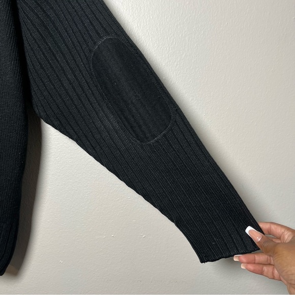 VTG 90s Adidas Men Sweater Large Japan Black Orange Thick Knit Stripe 1/4 Zip - Picture 5 of 12